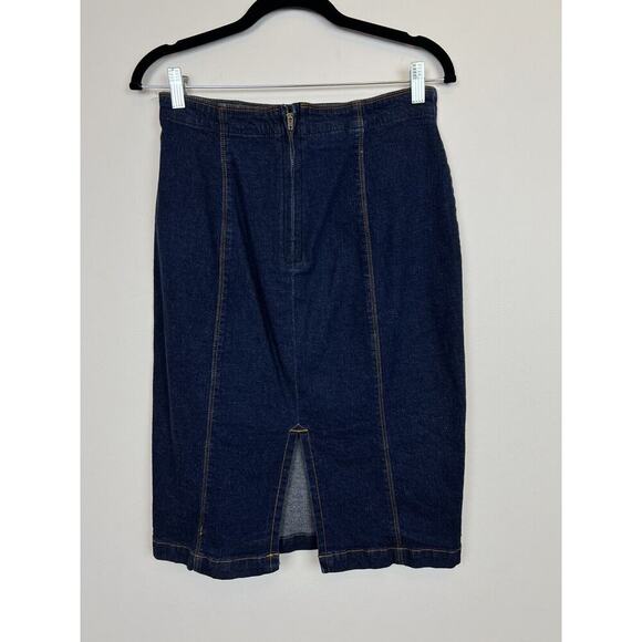 vintage 90's Jeanology dark wash denim midi skirt retro workwear - Picture 8 of 8